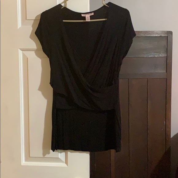 Black wrap front nursing shirt-L - Picture 1 of 2